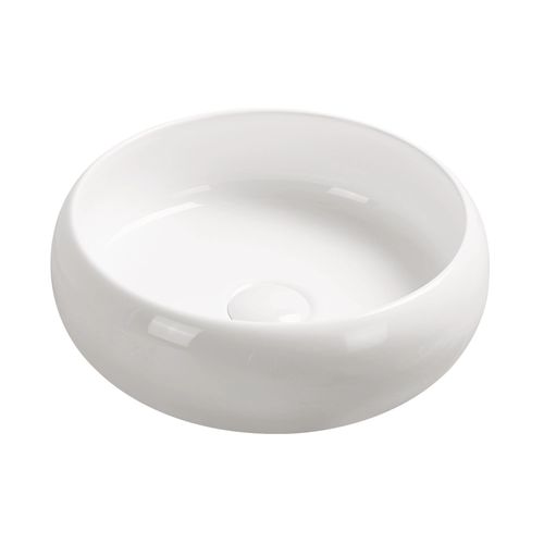 Vasque Ronde à Poser Sora - Céramique Blanche Brillante - Dim : D.36 X H.12 Cm
