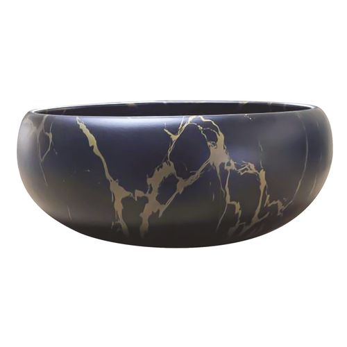 Vasque Ronde à Poser Sora - Céramique - Marbre Noir - Dim : D.36 X H.12 Cm