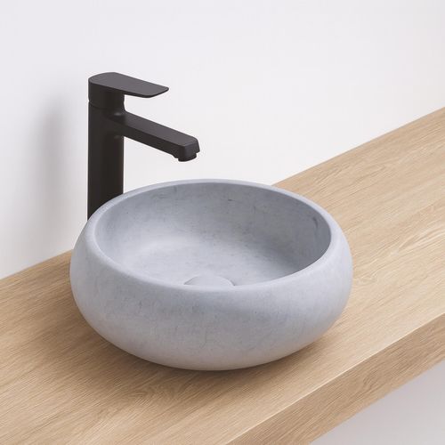 Vasque Ronde à Poser Sora - Céramique - Finition : Béton - Dim : D.36 X H.12 Cm