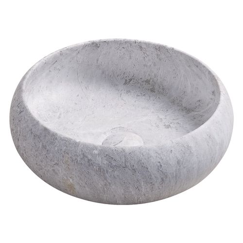 Vasque Ronde à Poser Sora - Céramique - Marbre Gris - Dim : D.36 X H.12 Cm