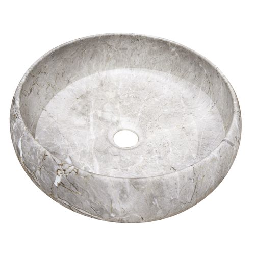 Vasque Ronde à Poser Sora - Céramique - Marbre Gris - Dim : D.36 X H.12 Cm