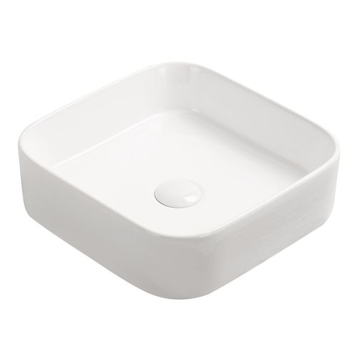 Vasque à Poser Carré Lys - Céramique Blanche Brillant - Dim : 37 X 37 X 11 Cm