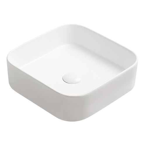 Vasque à Poser Carré Lys - Céramique Blanche Matte - Dim : 37 X 37 X 11 Cm