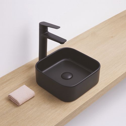 Vasque à Poser Carré Lys - Céramique Noir Mat - Dim : 37 X 37 X 11 Cm