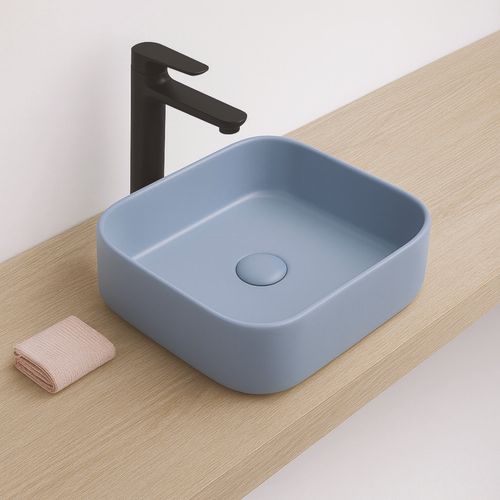 Vasque à Poser Carré Lys - Céramique Abysse - Dim : 37 X 37 X 11 Cm