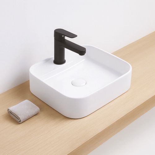 Vasque à Poser Rectangulaire Liva - Céramique Blanche - Dim : 45 X 40 X 11 Cm