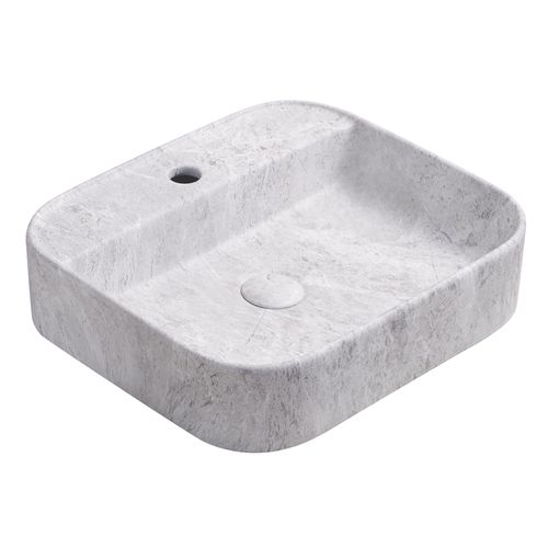 Vasque à Poser Rectangulaire Liva - Céramique - Finition : Marbre Gris - Dim : 45 X 40 X 11 Cm