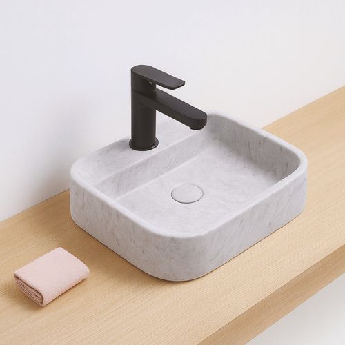 Vasque à Poser Rectangulaire Liva - Céramique - Finition : Marbre Gris - Dim : 45 X 40 X 11 Cm