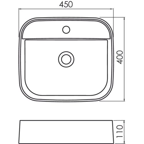 Vasque à Poser Rectangulaire Liva - Céramique - Finition : Marbre Gris - Dim : 45 X 40 X 11 Cm