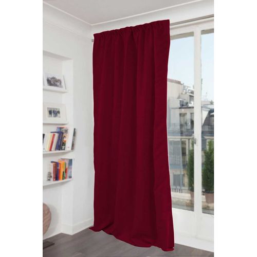 Rideau Phonique Occultant Et Thermique  Galon Fronceur - 140x300 Cm - Rouge Foncé
