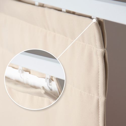 Rideau Séparateur De Pièce à Galon Et Ourlet - 145x250 Cm - Beige