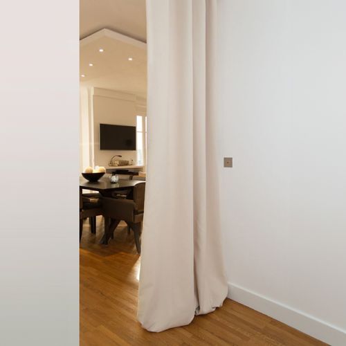 Rideau Séparateur De Pièce à Galon Et Ourlet - 145x250 Cm - Beige