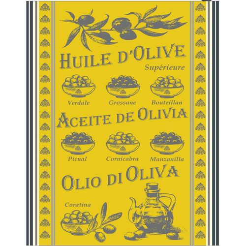 Torchon En Coton Huile D’olive - 50x70 Cm - Jaune