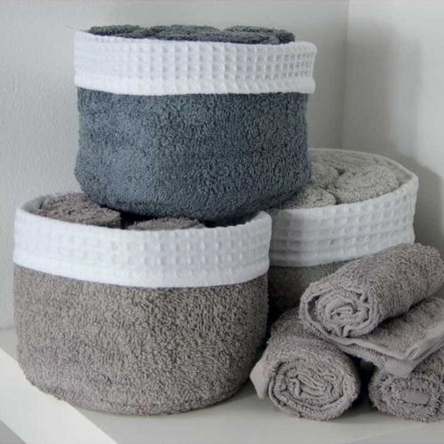 Panier Invité Avec Serviettes - 30x30 Cm - Gris Anthracite