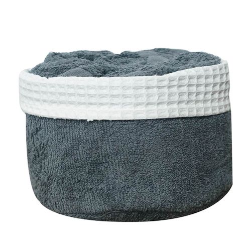 Panier Invité Avec Serviettes - 30x30 Cm - Gris Anthracite
