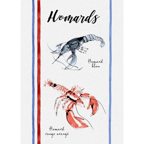 Lot De 3 Torchons En Coton Lavé Fruits De Mer - 50x70 Cm - Ecru