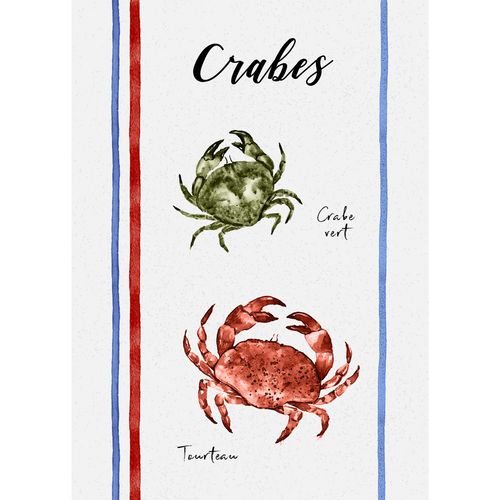 Lot De 3 Torchons En Coton Lavé Fruits De Mer - 50x70 Cm - Ecru