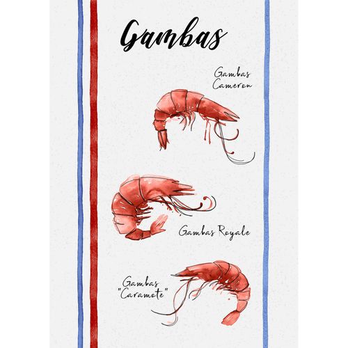 Lot De 3 Torchons En Coton Lavé Fruits De Mer - 50x70 Cm - Ecru
