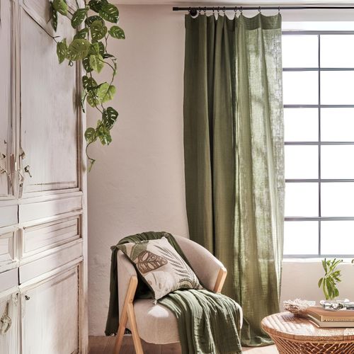 Rideau Gaze De Coton Ajustable - 140x250 Cm - Kaki