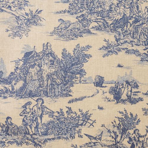 Nappe Toile De Jouy Rectangulaire Plastifiée - 250x150 Cm - Bleu