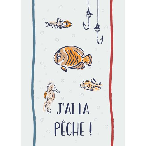 Lot De 3 Torchons Message Poissons En Coton - 50x70 Cm - Ecru