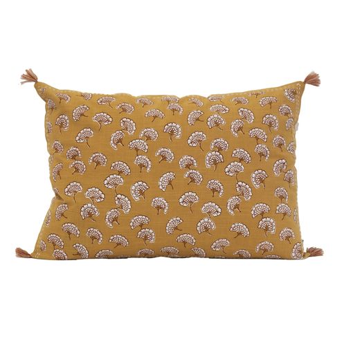 Coussin Décoratif Imprimé Motif Floral - 40x60 Cm - Jaune