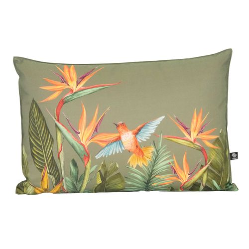Coussin Extérieur Décoratif à Motif Exotique - 40x60 Cm - Vert Olive