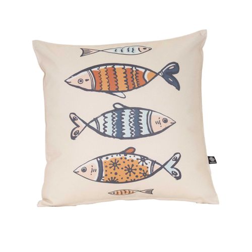 Coussin Extérieur Décoratif à Motif Marin - 45x45 Cm - Ecru