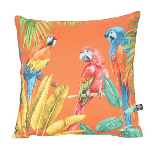 Coussin Outdoor Imprimé Perroquets - 45x45 Cm - Orange