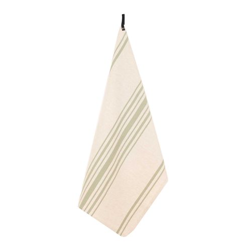 Torchon De Cuisine Polylin à Rayures - 50x70 Cm - Vert Olive