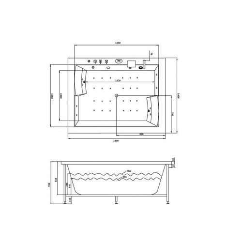 Baignoire Balnéo Elleetlui 40 Jets Whirlpool