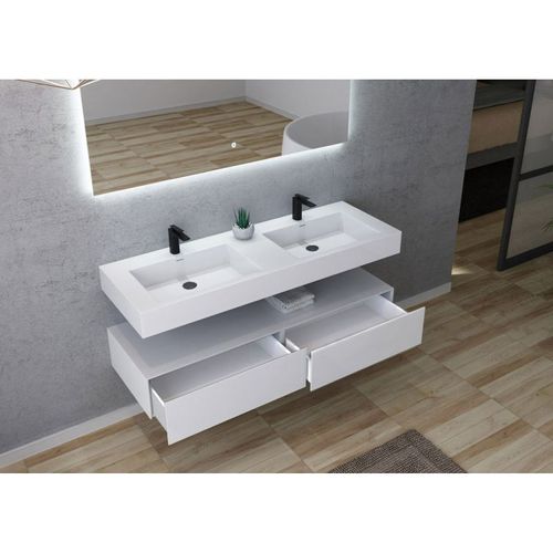 Meuble De Salle De Bain Avellino-1400 Blanc