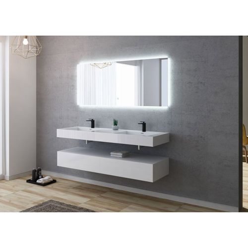 Meuble De Salle De Bain Avellino-1600 Blanc (sans Miroir)