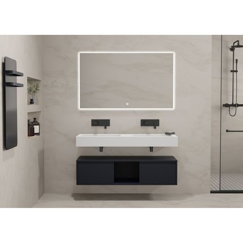 Meuble De Salle De Bain Romanza 1200 Noir (sans Miroir)