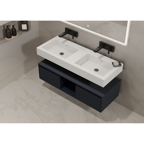 Meuble De Salle De Bain Romanza 1200 Noir (sans Miroir)