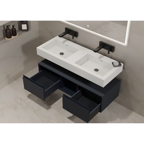 Meuble De Salle De Bain Romanza 1200 Noir (sans Miroir)