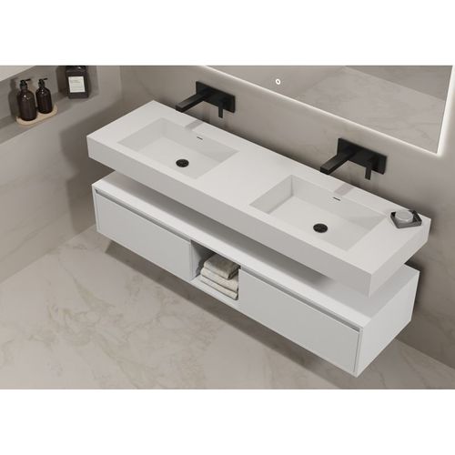 Meuble De Salle De Bain Romanza 1600 Blanc (sans Miroir)