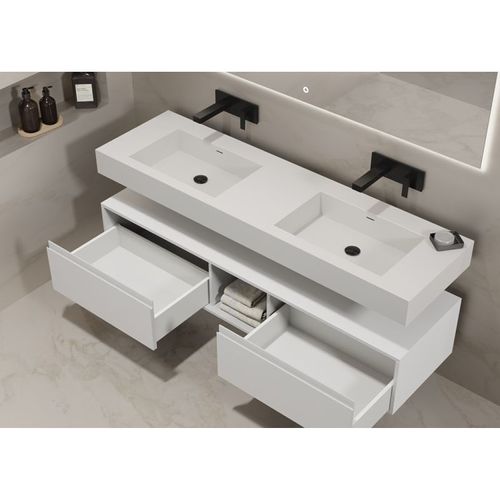 Meuble De Salle De Bain Romanza 1600 Blanc (sans Miroir)