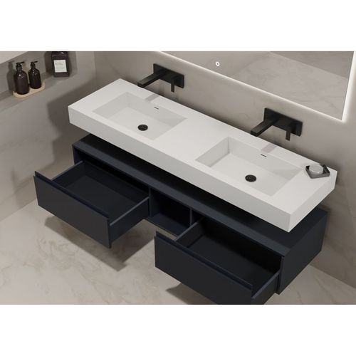 Meuble De Salle De Bain Romanza 1600 Noir (sans Miroir)