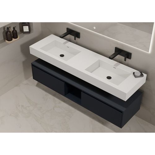 Meuble De Salle De Bain Romanza 1600 Noir (sans Miroir)