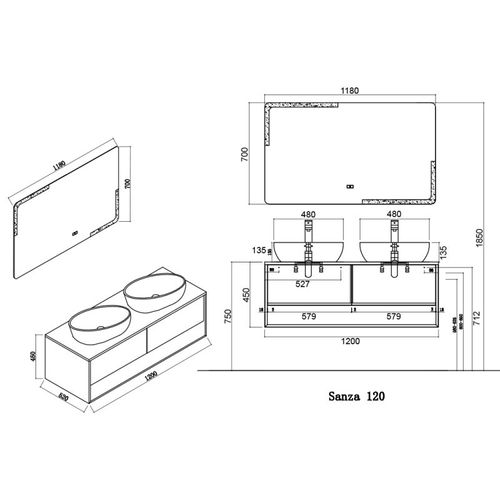 Meuble De Salle De Bain Sanza 1200 Scandinave