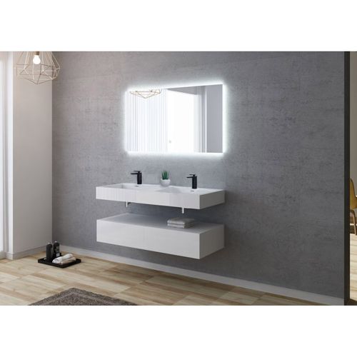Meuble De Salle De Bain Avellino-1200 Blanc (sans Miroir)