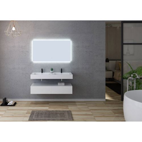 Meuble De Salle De Bain Avellino-1200 Blanc (sans Miroir)