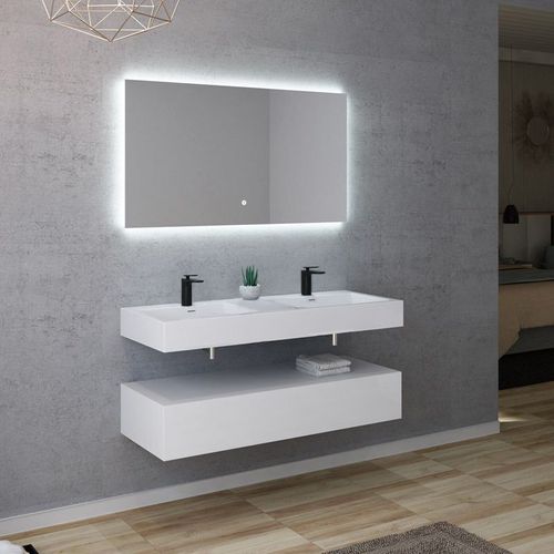 Meuble De Salle De Bain Avellino-1200 Blanc (sans Miroir)