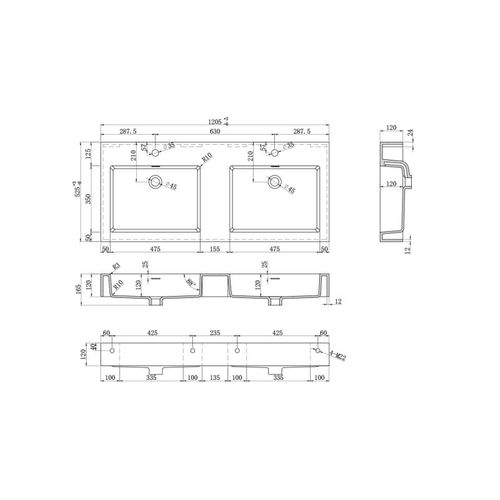 Meuble De Salle De Bain Avellino-1200 Blanc (sans Miroir)