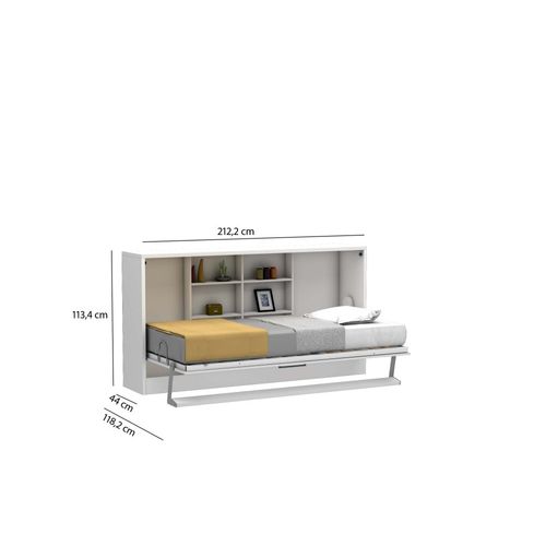 Lit Escamotable Horizontal Multimo Couchage 90x200cm Chêne