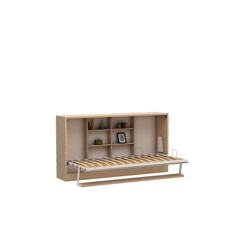 Lit Escamotable Horizontal Multimo Couchage 90x200cm Chêne