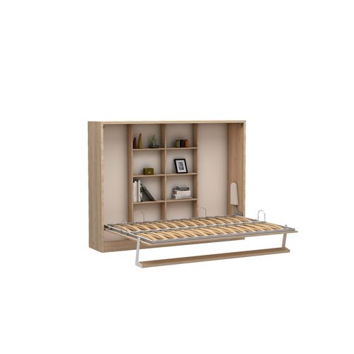 Lit Escamotable Horizontal Multimo Couchage 140x200cm Chêne