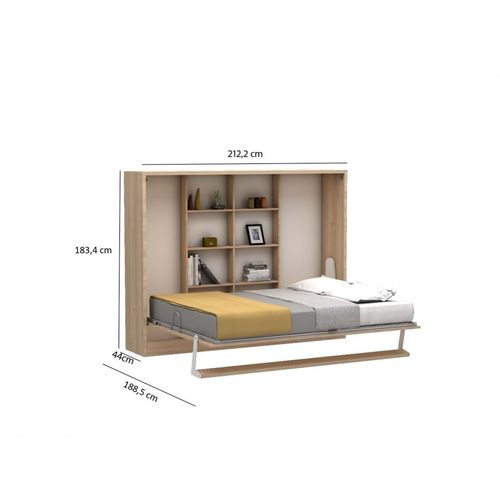 Lit Escamotable Horizontal Multimo Couchage 160x200cm Chêne