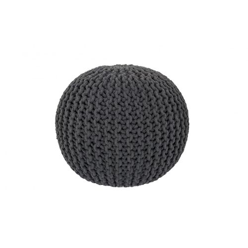 Pouf Tricot En Coton Fait Main Ulysse Anthracite 43x40